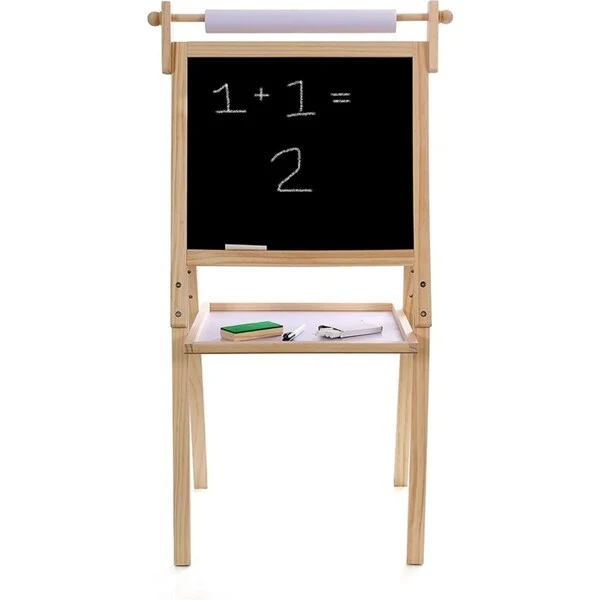 Kraftic 2 in 1 Kids Drawing Easel- with Chalkboard, Magnetic Dry Erase - 20 x 18 x 3 inches