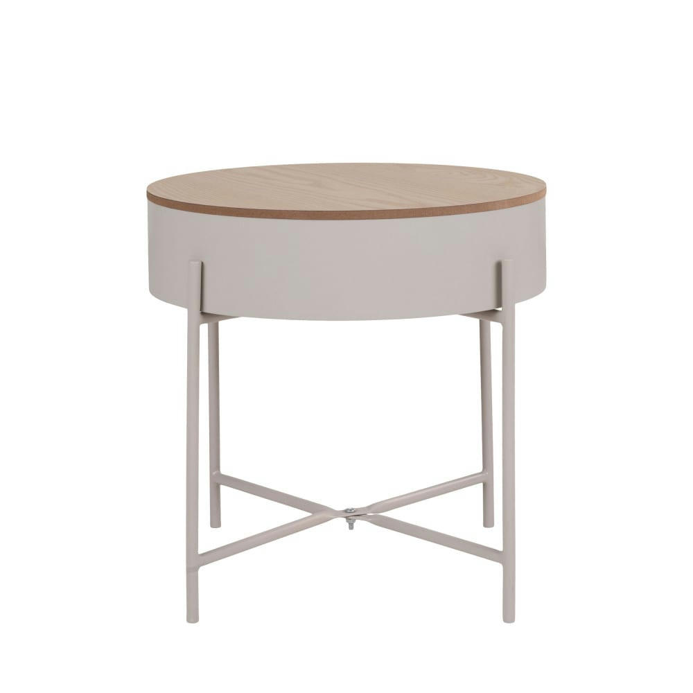 SISCO - Table d'appoint en bois et métal D40cm beige