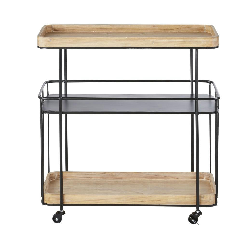 GLASGOW - Desserte à roulettes marron et noire