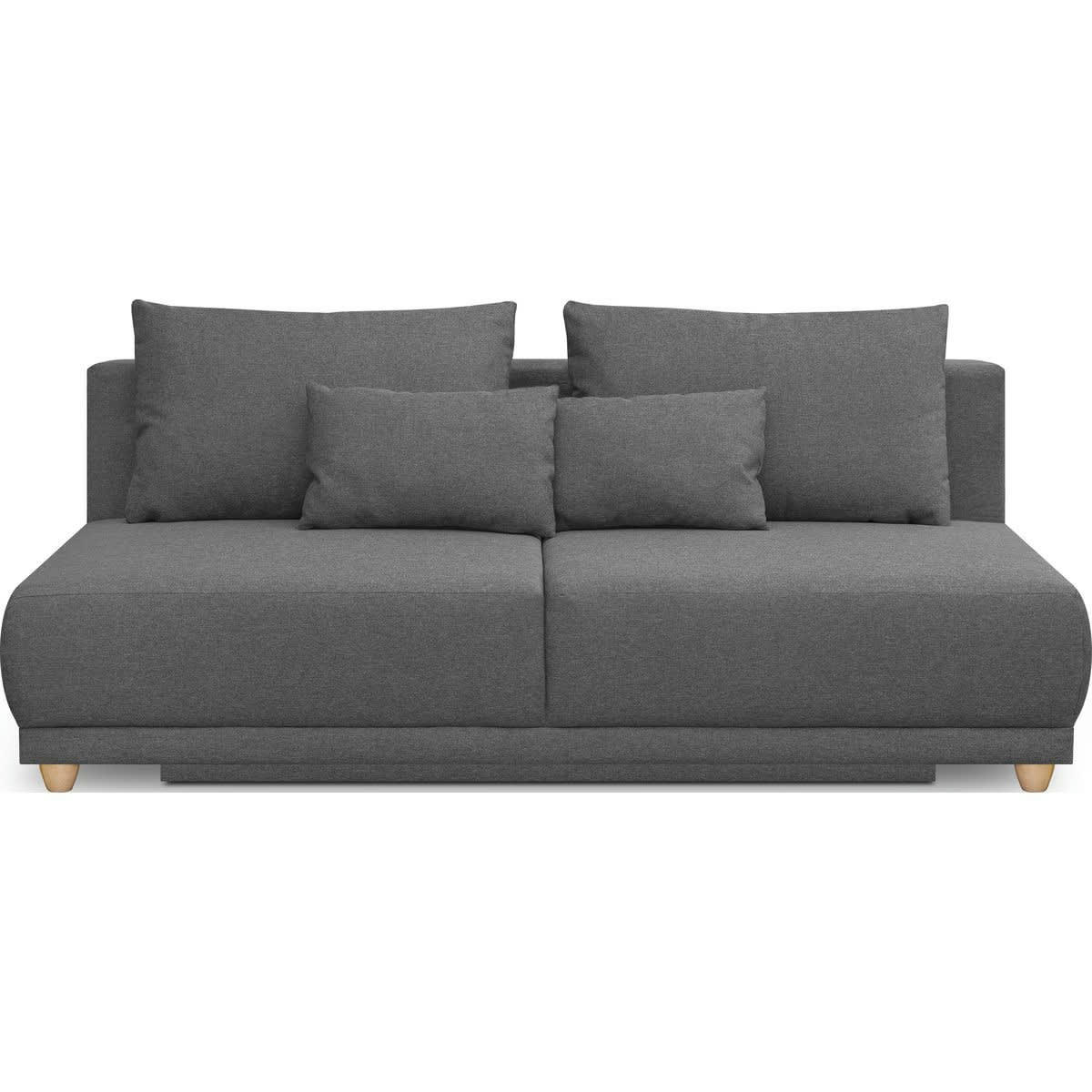 ELIA - Canapé convertible 3 places avec coffre de rangement en tissu gris