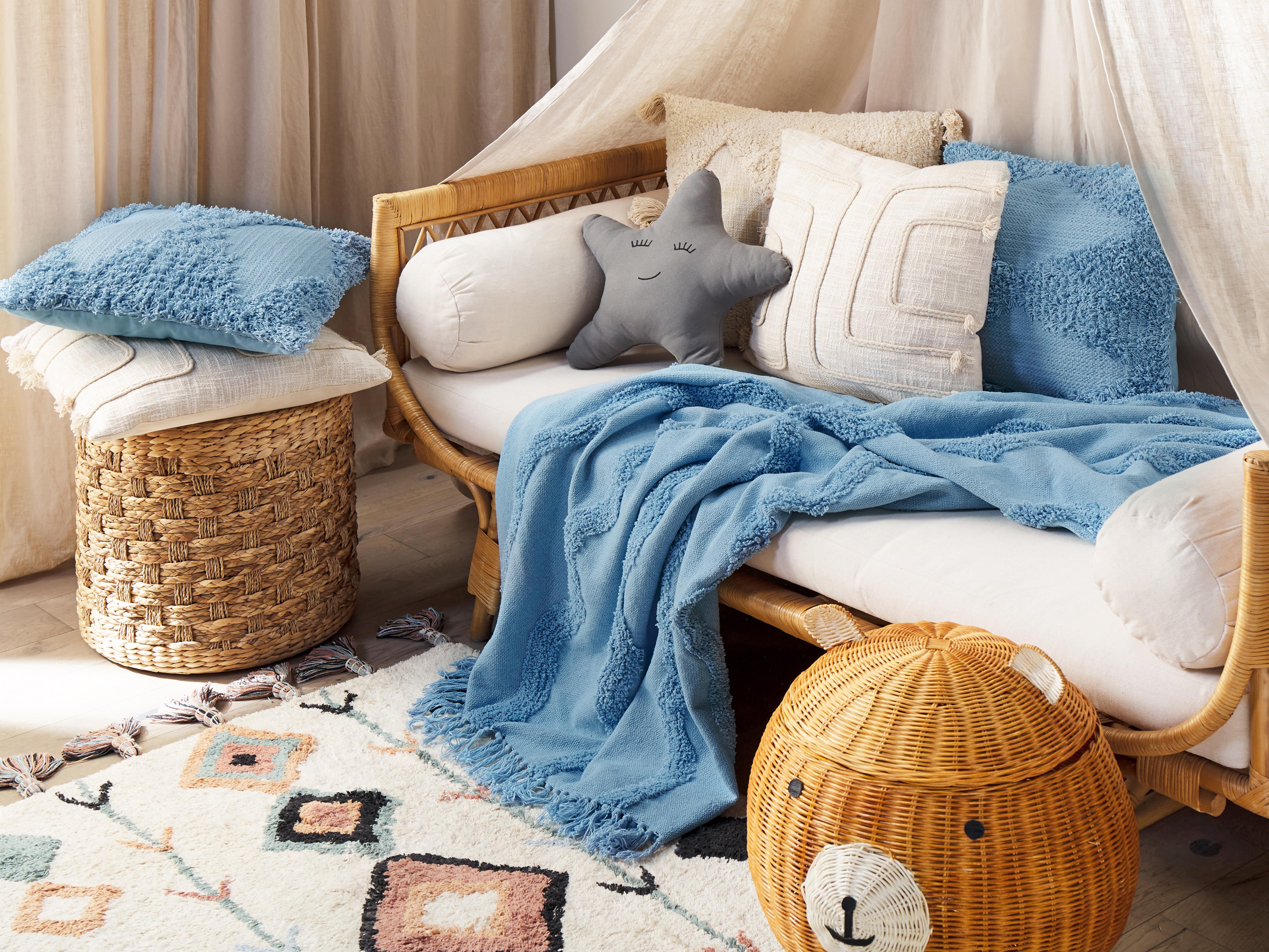 Blanket KHARI Cotton 125 x 150 cm Light Blue