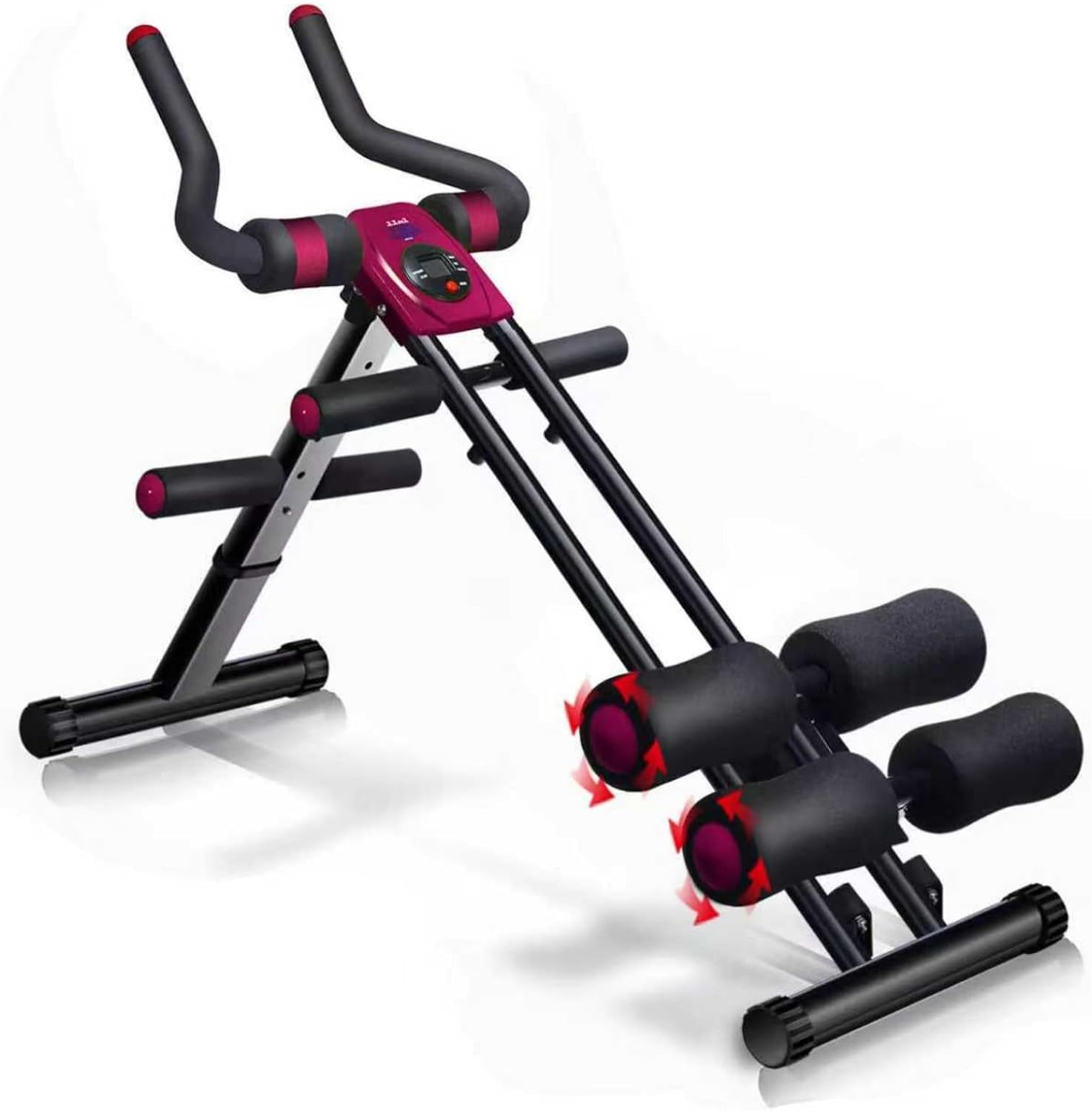 Foldable Ab Workout Machine for Home Gym – Adjustable Core & Waist Trainer for Women, Full Body Abdominal Exercise Equipment with Resistance Bands & LCD Display