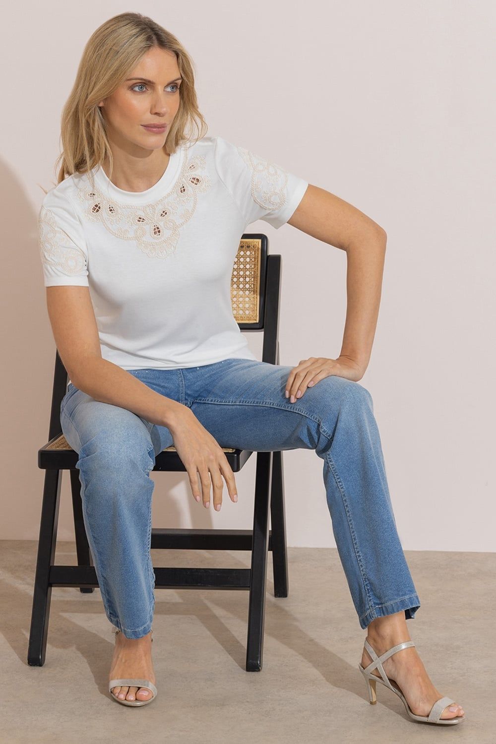 Klass. Embroidered Eyelet T-shirt