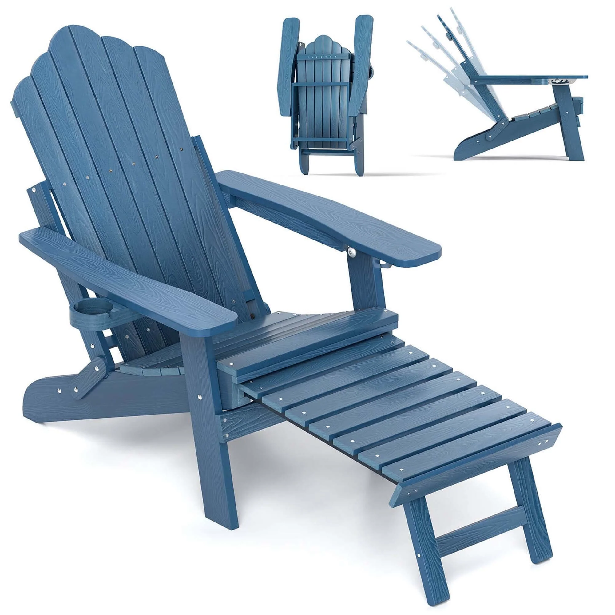 Outdoor HIPS Folding Adirondack Chair Patio Adirondack Chaise Lounge