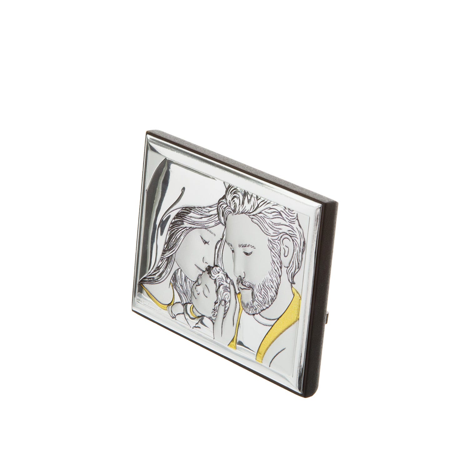 Icona Sacra famiglia oro 10x7 cm con argento Miro Silver