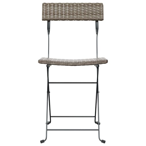 NNEVL Folding Bistro Chairs 2 pcs Grey Poly Rattan and Steel
