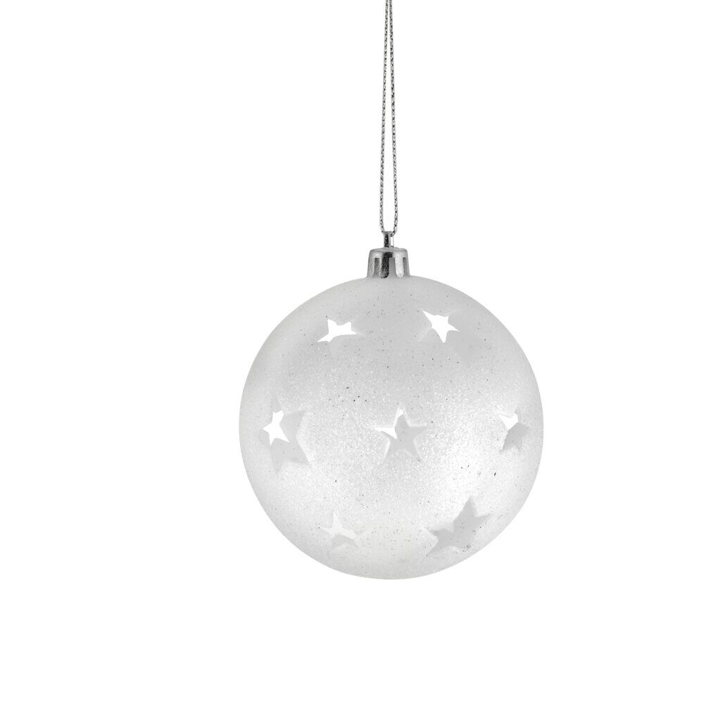 Boule de No&euml;l brillante motif étoilée ajourée