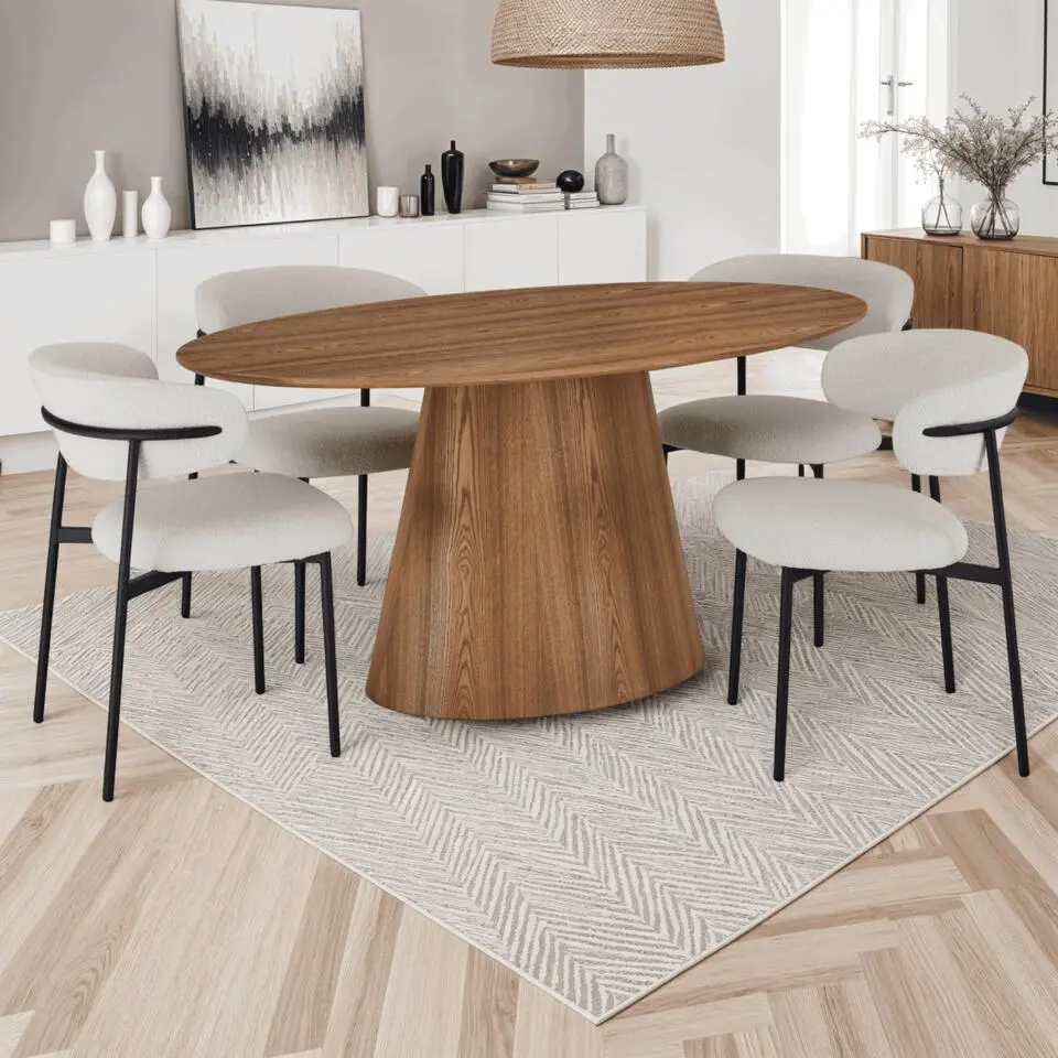 Eettafel Ovaal 160cm - Naturel Eikenhout - 4-6 Personen - Tango