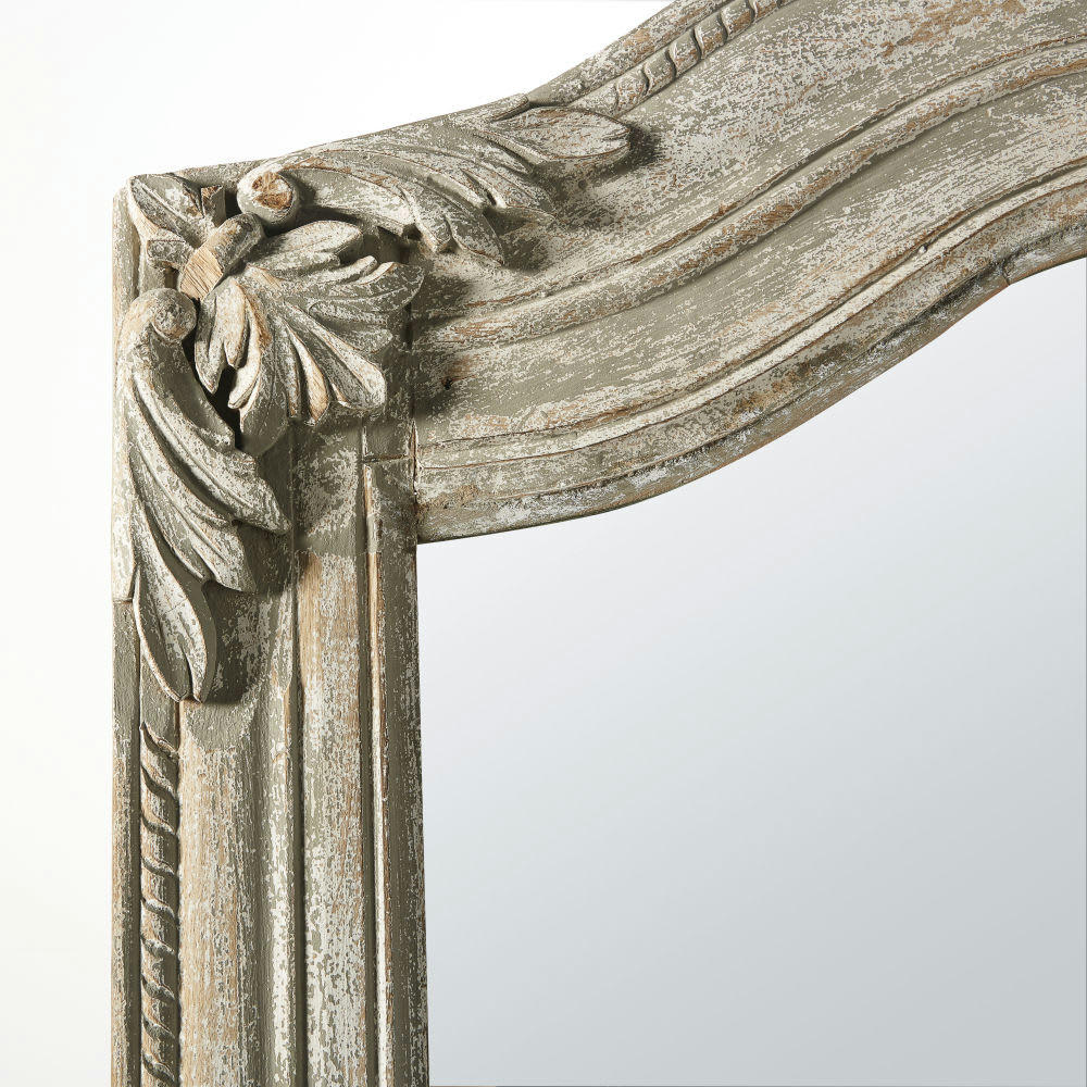 ANVERS - Grand miroir rectangulaire à moulures en manguier gris 123x220