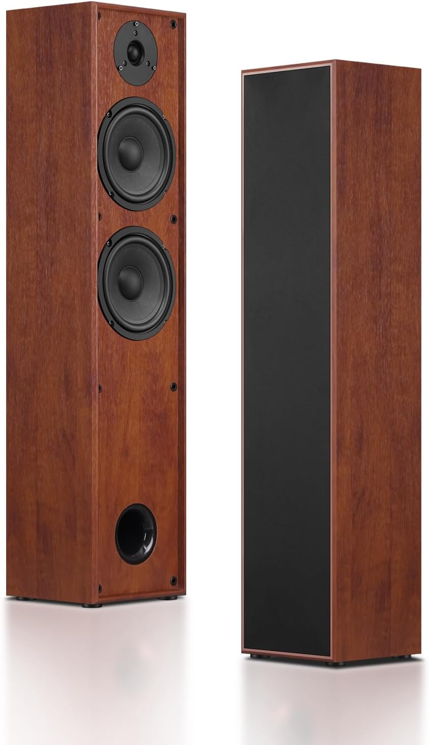 Elimavi Passive Floorstanding Stereo Speakers, Tower Design with 1 Tweeter and 6.5 Woofer, Two-Way System, 4-Ohm Impedance, 120W RMS, Sturdy MDF Cabinet, Ideal for Home Theater Systems, Brown