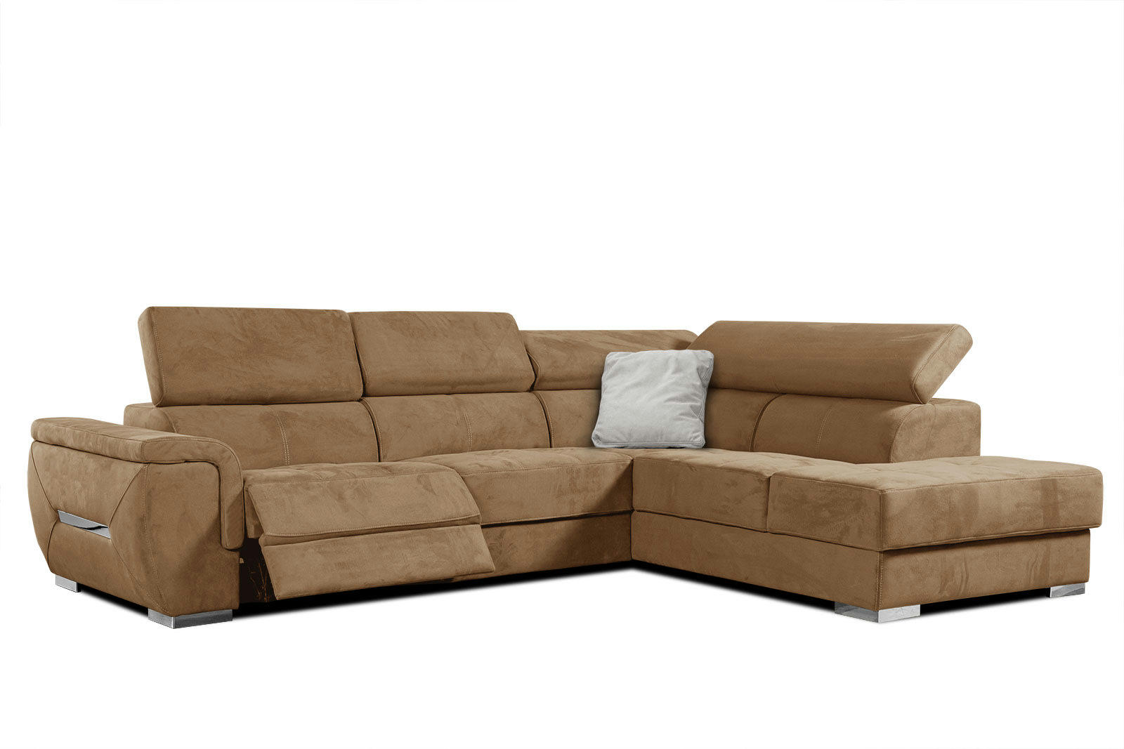 KELTE - Canapé d'angle droit 5 places avec une relaxation tissu marron noix