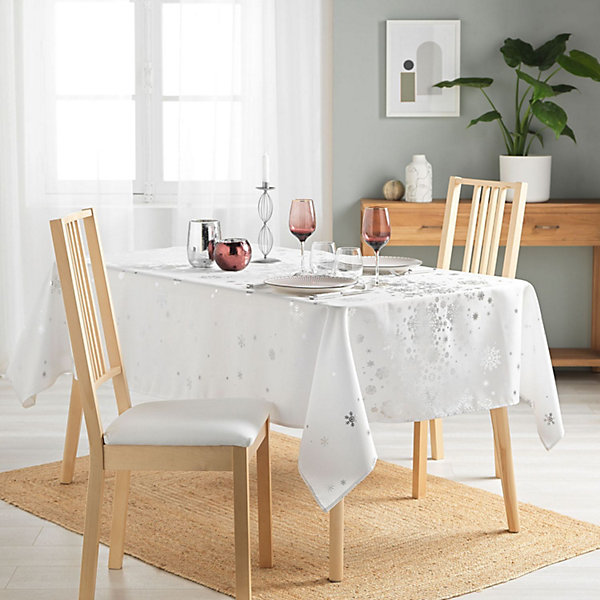 Nappe rectangulaire antitache et infroissable Flocons
