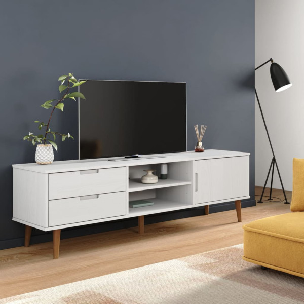 Szafka Pod Telewizor Szafka RTV Komoda Pod Telewizor Biała 158x40x49 cm
