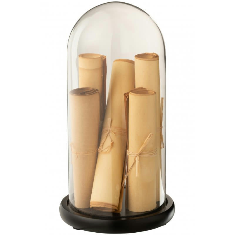 PARCHEMIN - Cloche parchemin marron verre H31,5cm