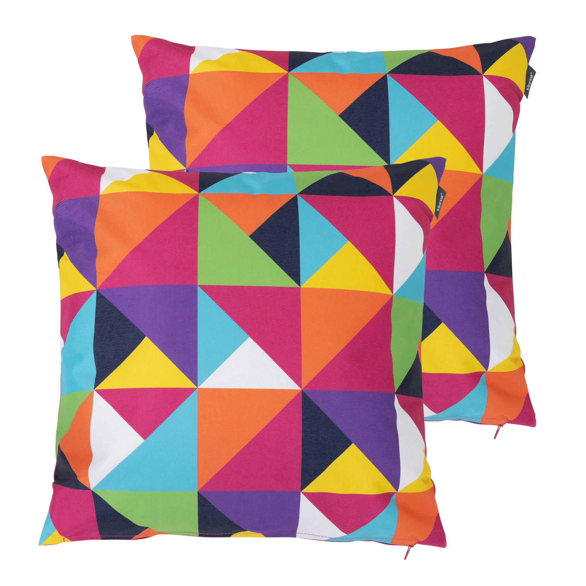 - Lot de 2 coussins d'extérieur multico/chevron 43x43