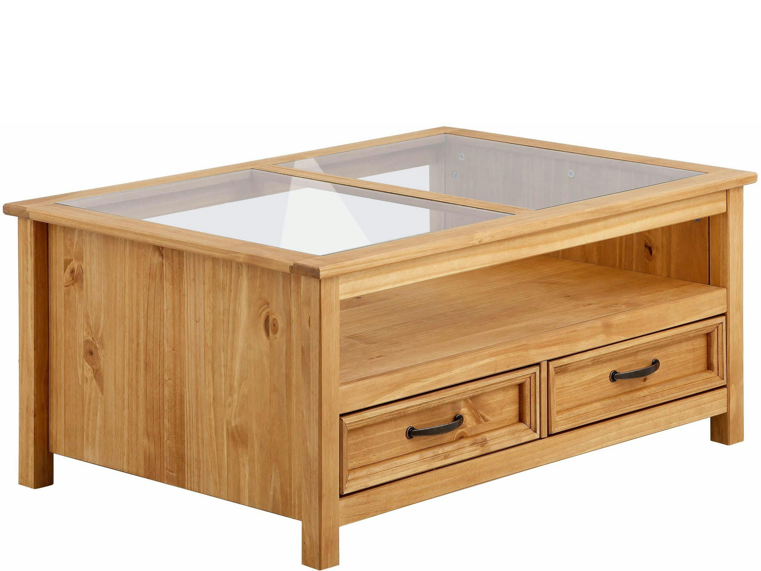 SELMA - Table basse en verre et pin nature