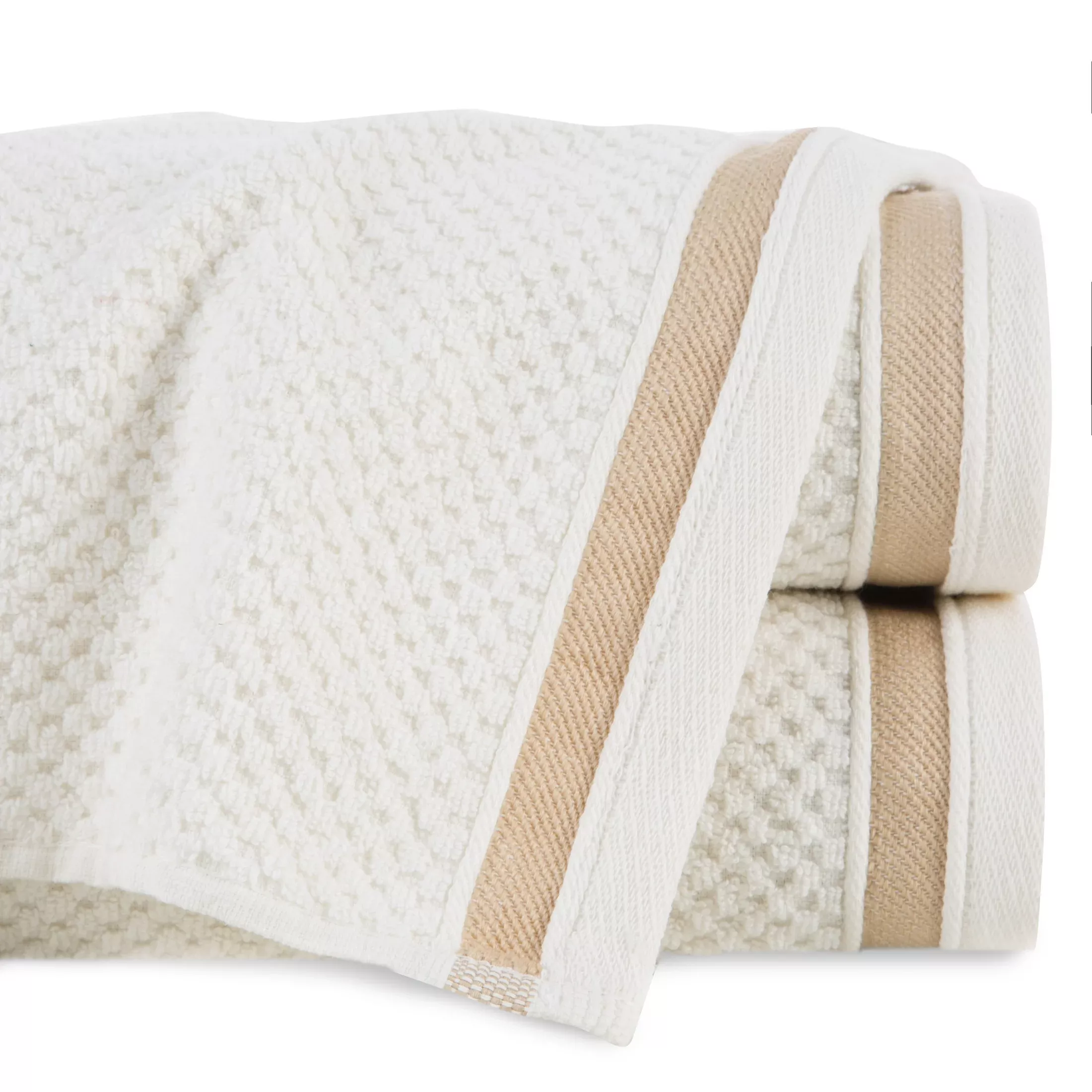 Ręcznik do rąk 30x50 cm bawełniany kolor kremowy w pasy 500 g/m2 MADLEN