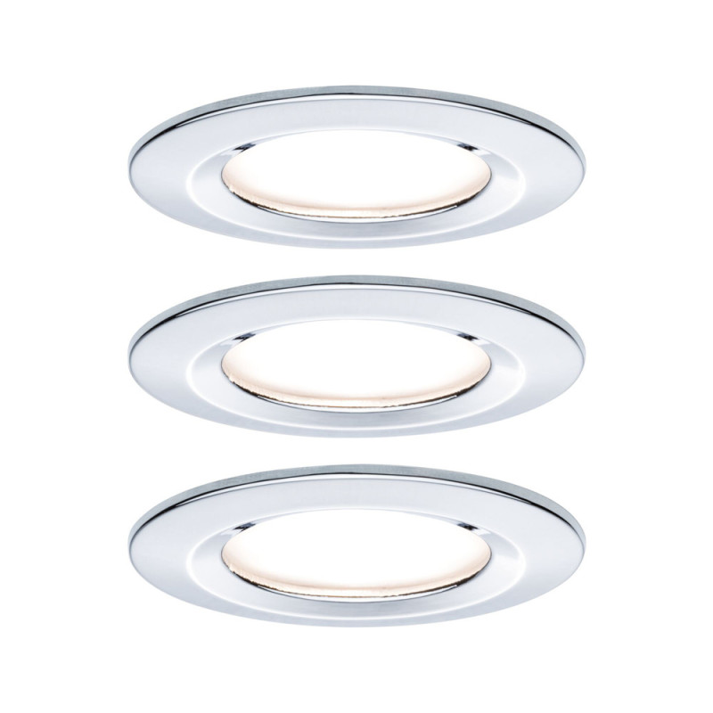 Spot encastrable LED Nova chrome blanc chaud IP44 6 W 3 pièces PAULMANN