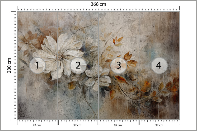 Fototapeta Kwiaty Retro Na Betonie 368x280cm