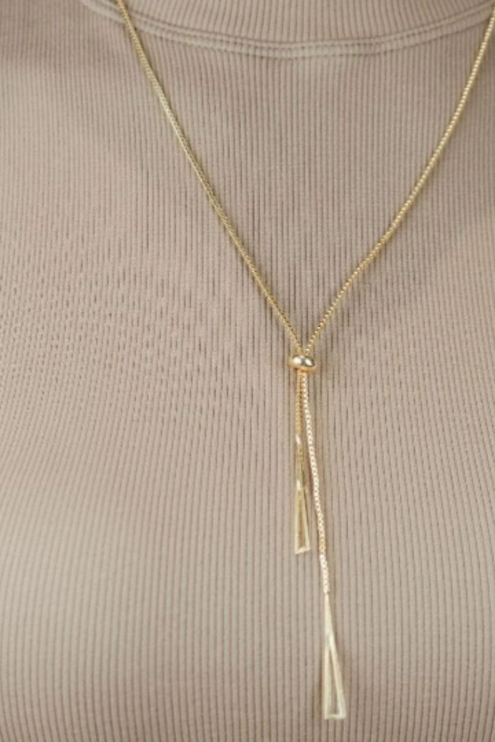 The Colourful Aura Two Triangle Geometric Drop Y Shape Interlock Long Cocktail Lariat Necklace