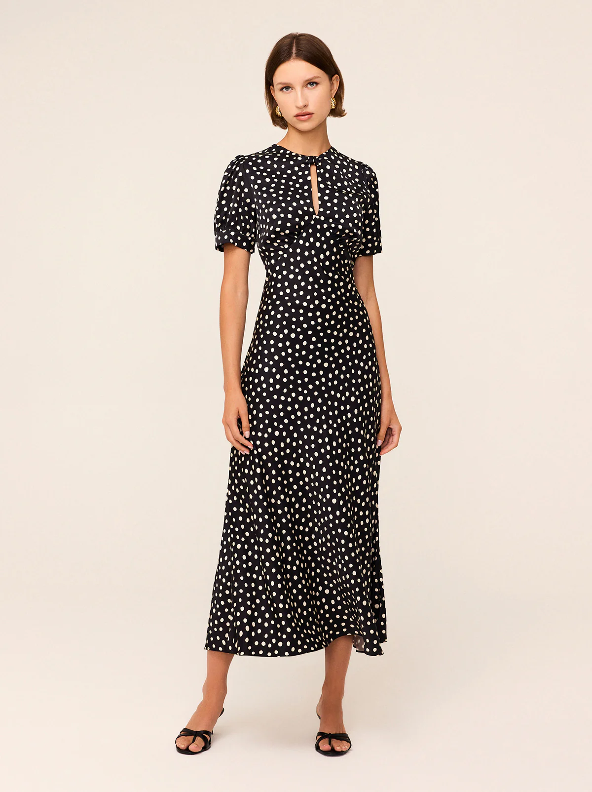 Gwendolyn Black Polka Dot Print Dress