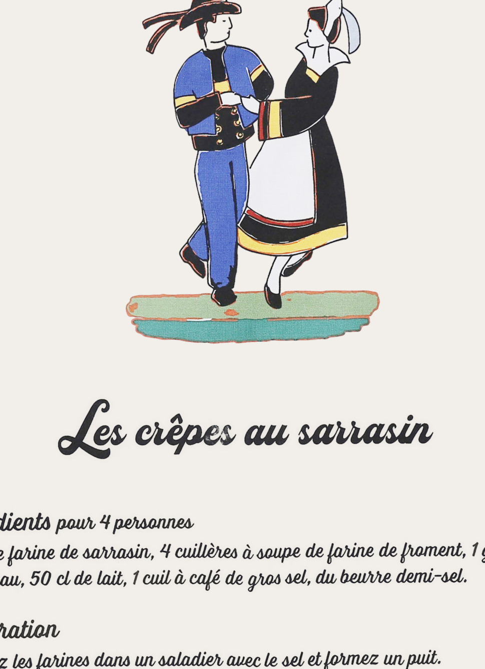 TORCHON CRÊPE BRETONNE FAÏENCE MULTICOLORE