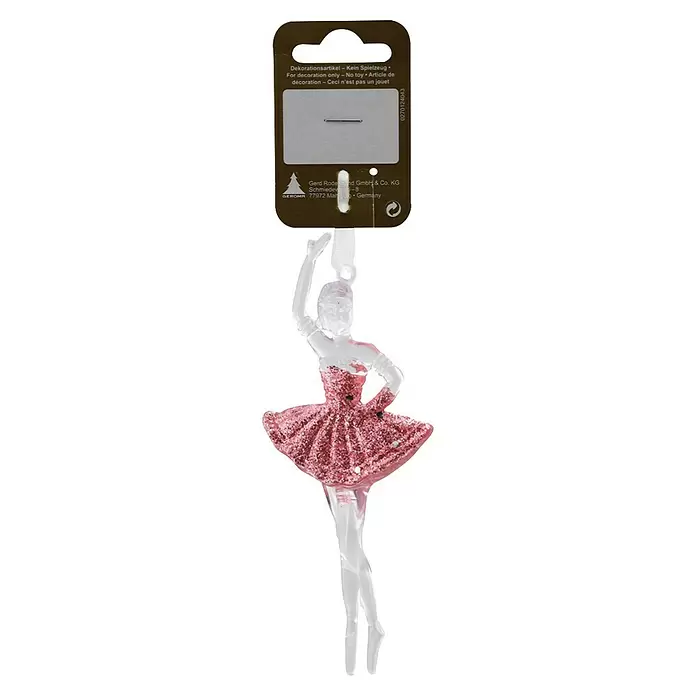 JULETREPYNT BALLERINA MED GLITTER ROSA