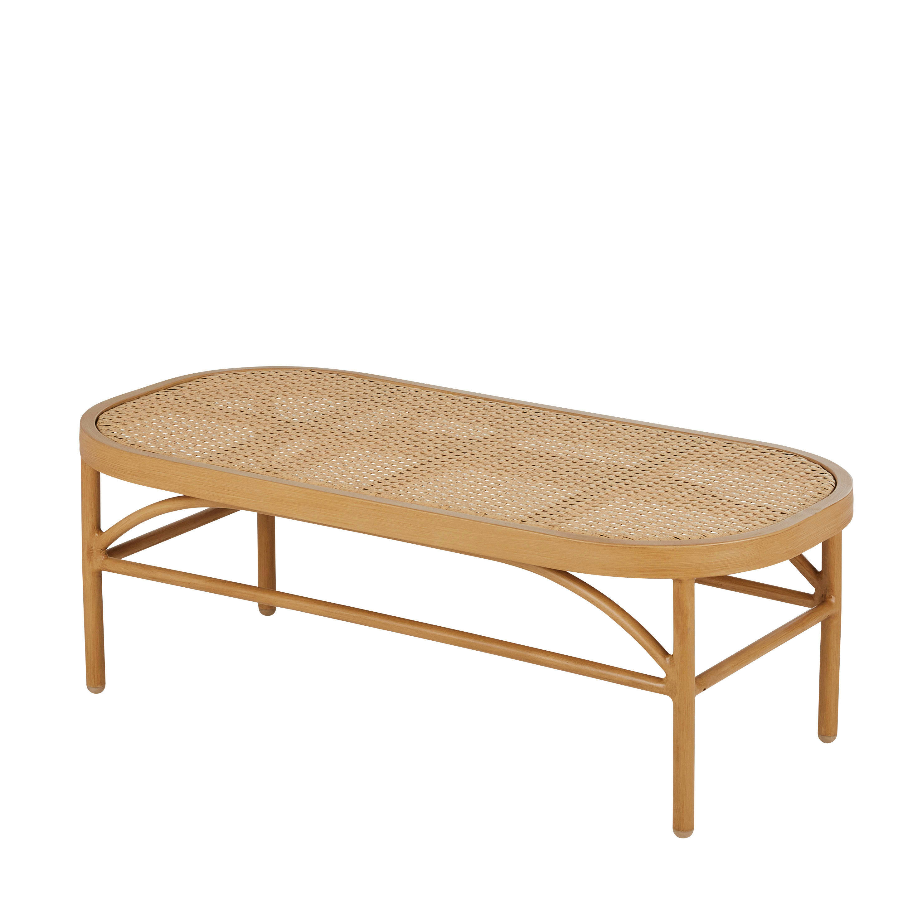 - Table basse de jardin en aluminium beige et résine tressée imitation rotin