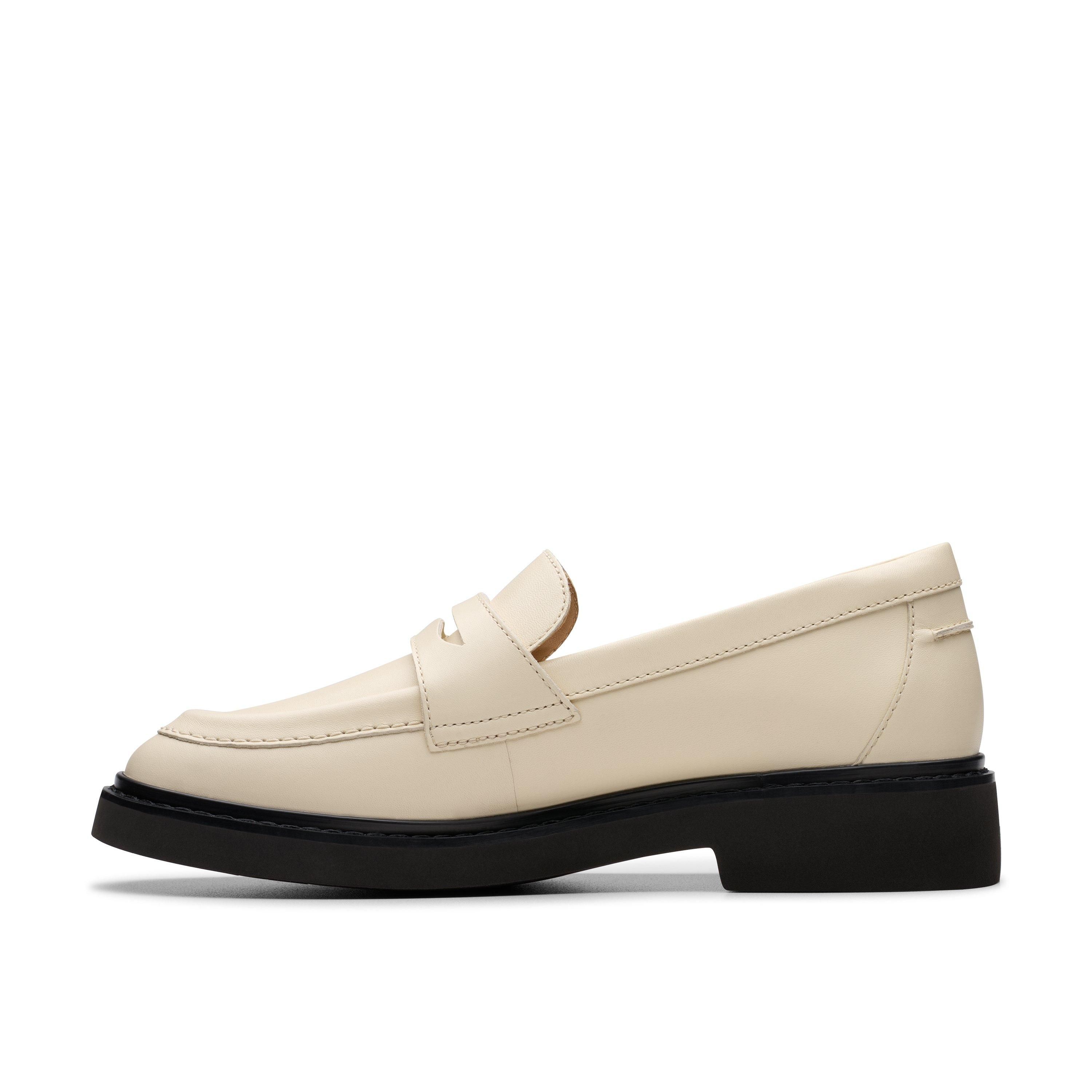 Clarks Splend Edge Cream Leather Loafers
