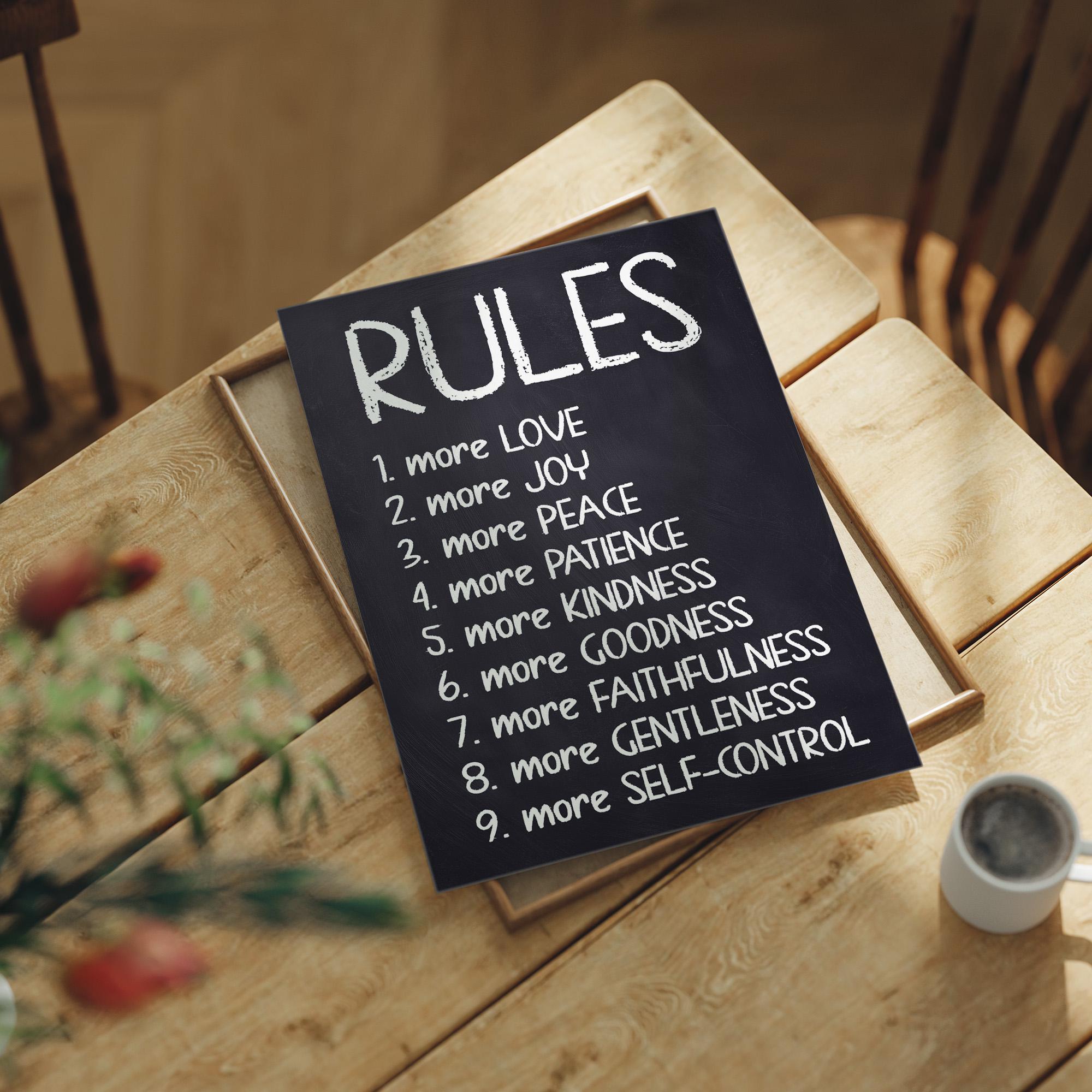 Rules to Live By – Fruit of the Spirit Chalkboard Print