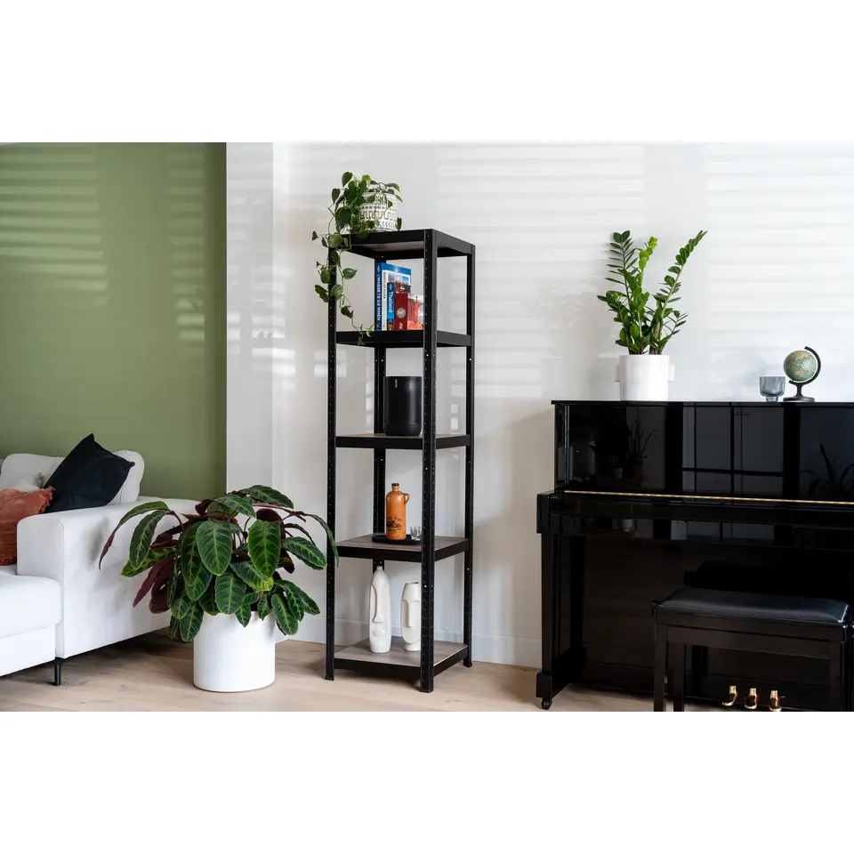 Avasco Stellingkast - Zwart - Opbergrek vierkant metaal - 176x45x45cm