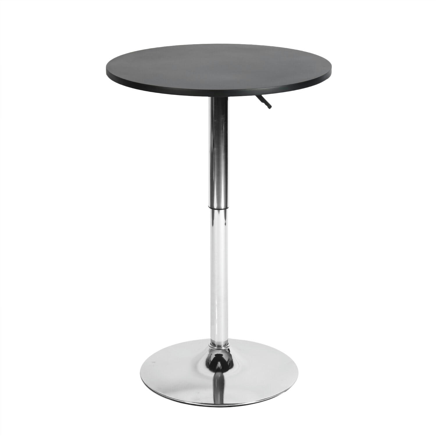 - Table bar bistro ronde effet bois noir hauteur ajustable 65-90cm