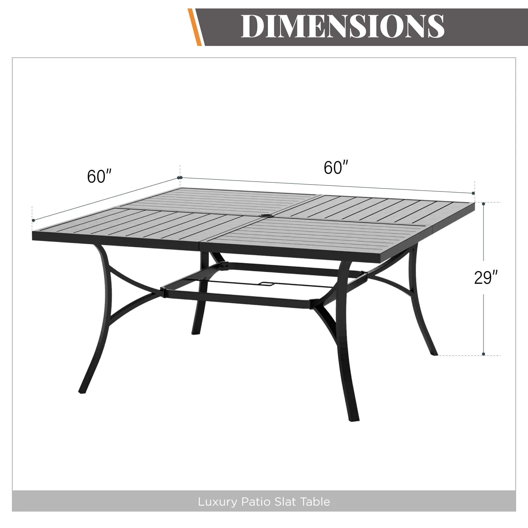 MAISON ARTS 9 Pieces Patio Dining Set, 60 Inch Square Metal Table and Sling Dining Chairs