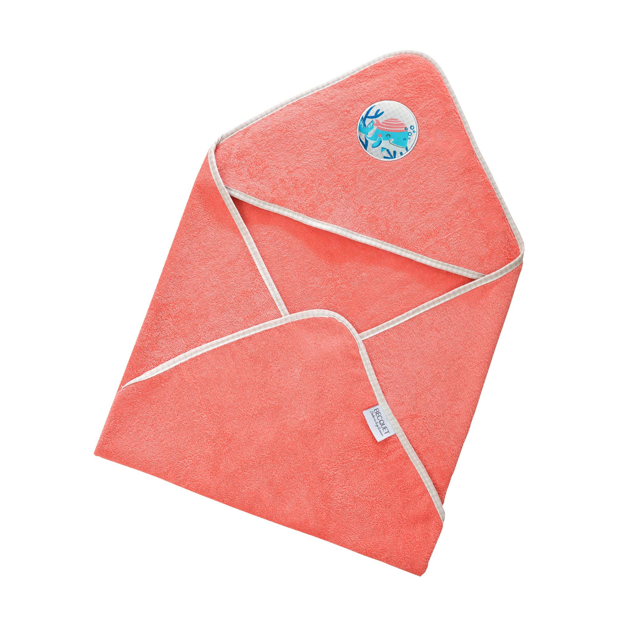 PETITES BETES - Cape de bain bébé rose 70X70 en coton