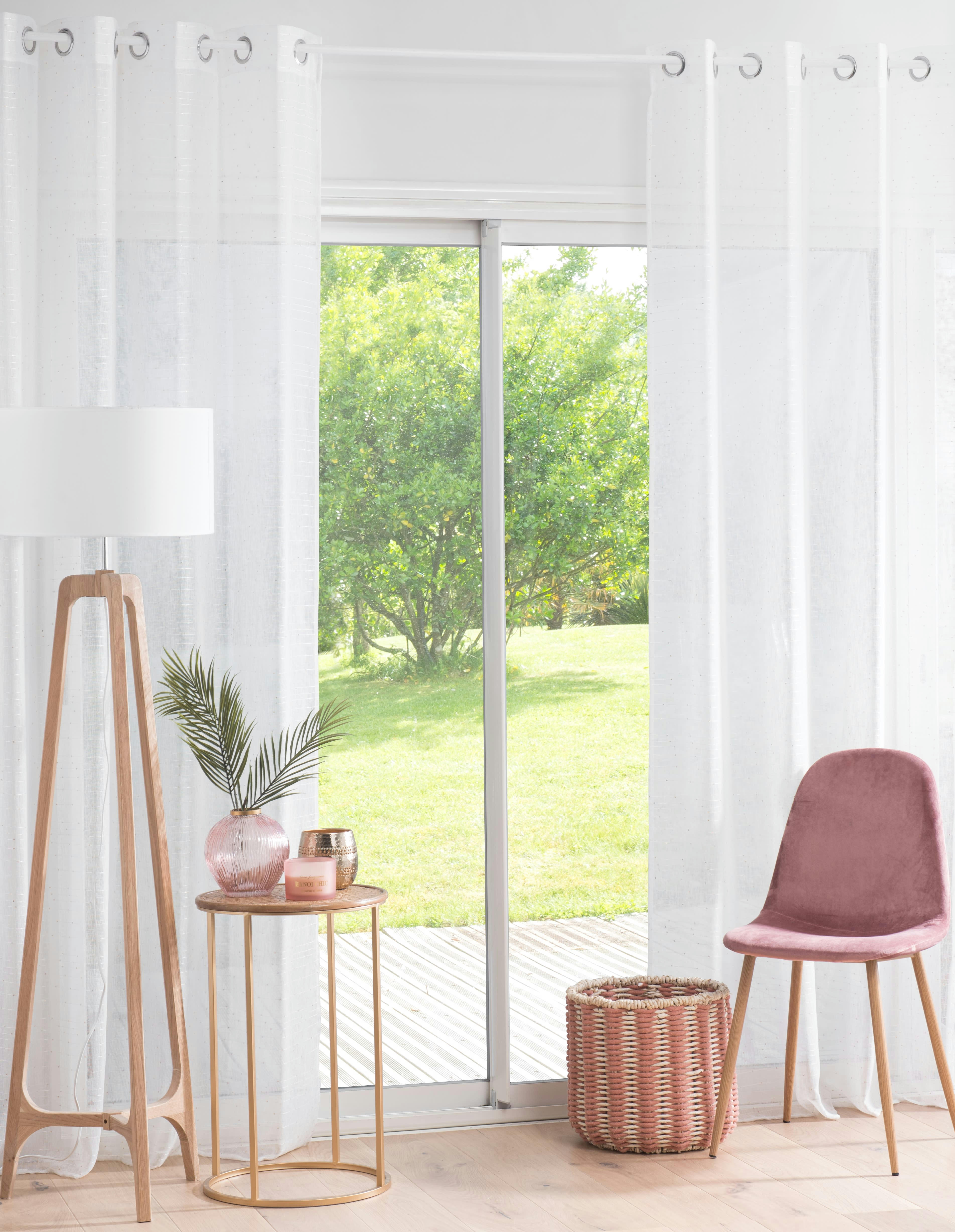 NAURA - Rideau à œillets blanc avec sequins dorés à l