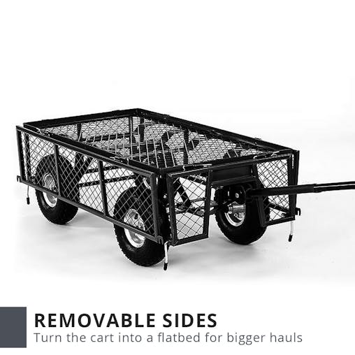 NNEDPE Garden Cart with Mesh Liner Lawn Folding Trolley Black