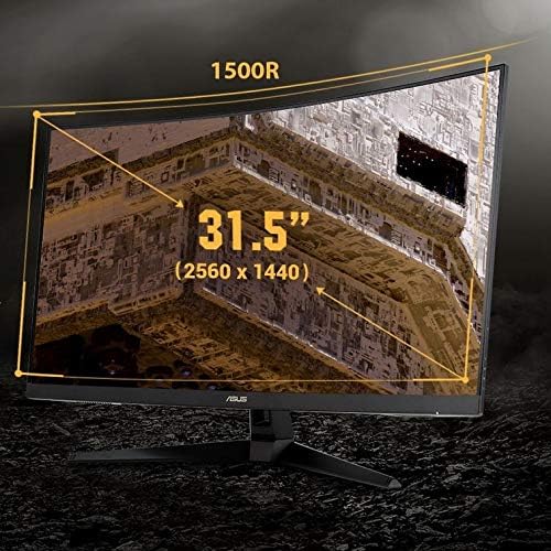 ASUS TUF 32 Inch Curved Gaming Monitor - QHD (2560 x 1440)  165Hz (Supports 144Hz)  1ms  Extreme Low Motion Blur  Speaker  FreeSync Premium  VESA Mountable  DisplayPort  HDMI - VG32VQ1B