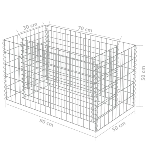 NNEVL Gabion Raised Bed Galvanised Steel 90x50x50 cm