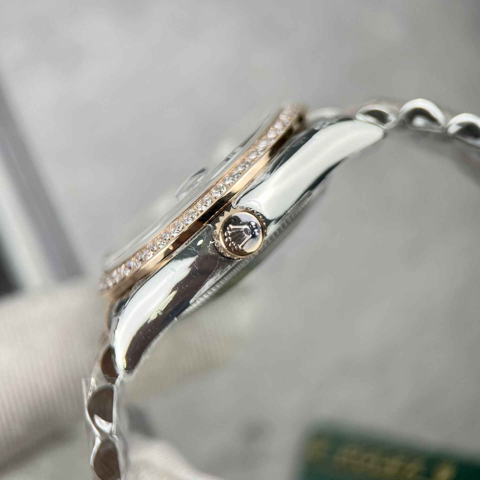 Rolex Datejust SS/RG Plated Flower Silver Dial CZ Diamonds 31mm Jub AAA Replica