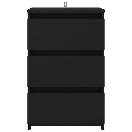 NNEVL Bed Cabinet Black 40x35x62.5 cm Chipboard
