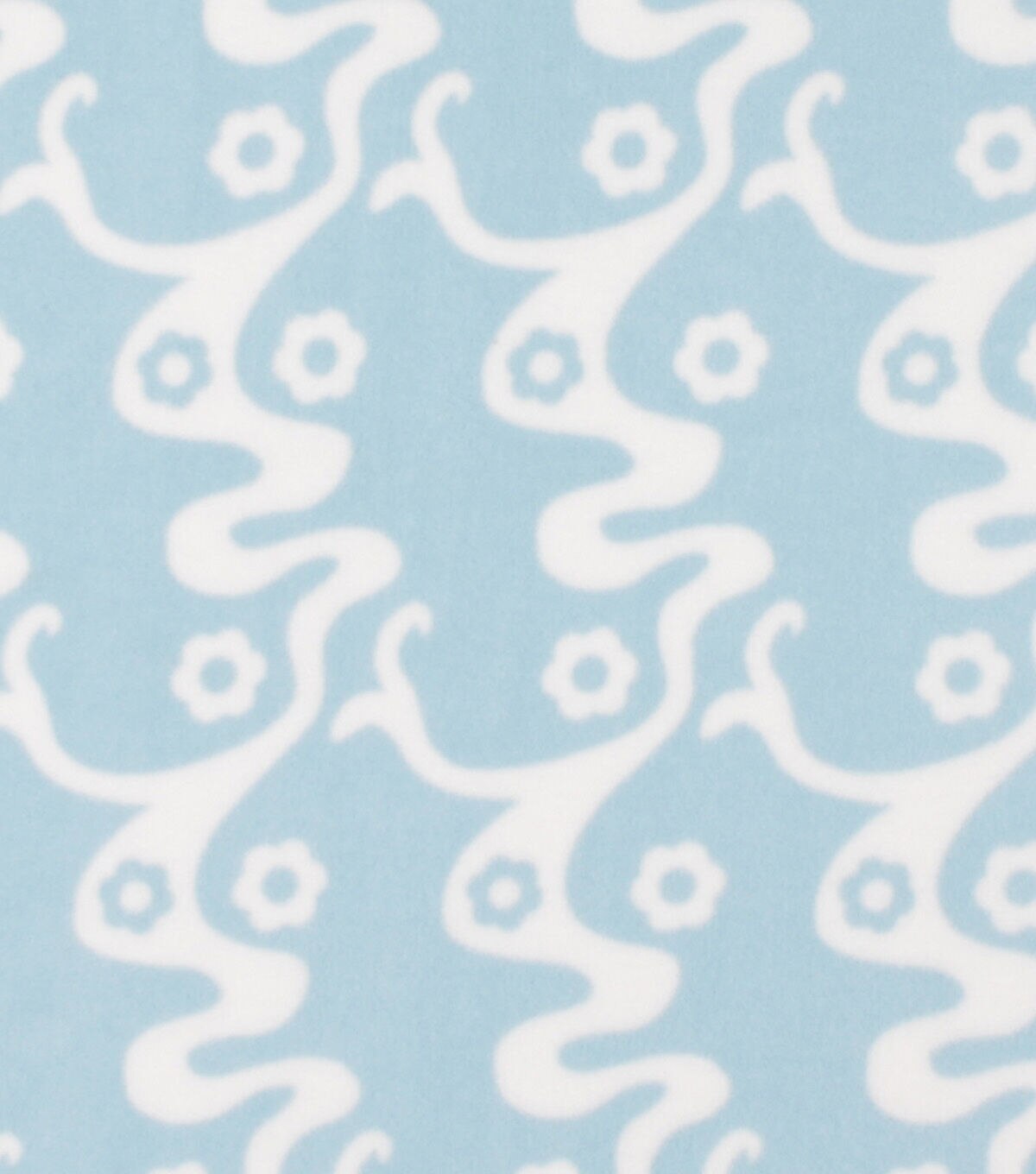 Blue Kids Floral Waves Anti Pill Plush Fleece Fabric