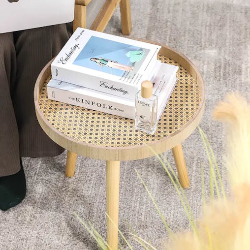 NNETM Add a touch of nature to your bedroom with this space-saving rattan nightstand