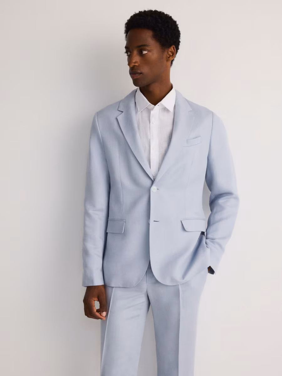 Regular Fit Blazer With Linen Blend