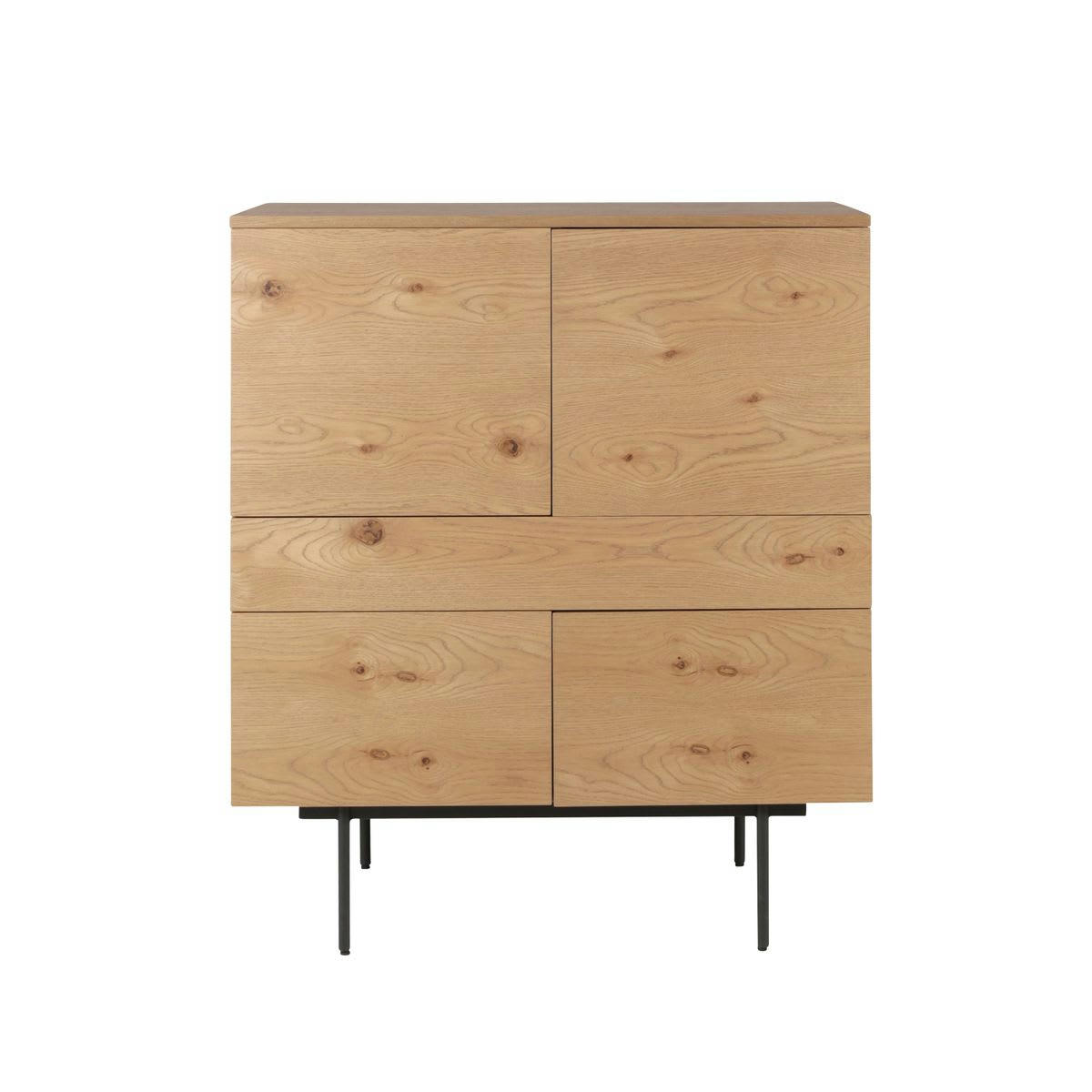 ALLURE - Buffet haut chêne 4 portes et 1 tiroir