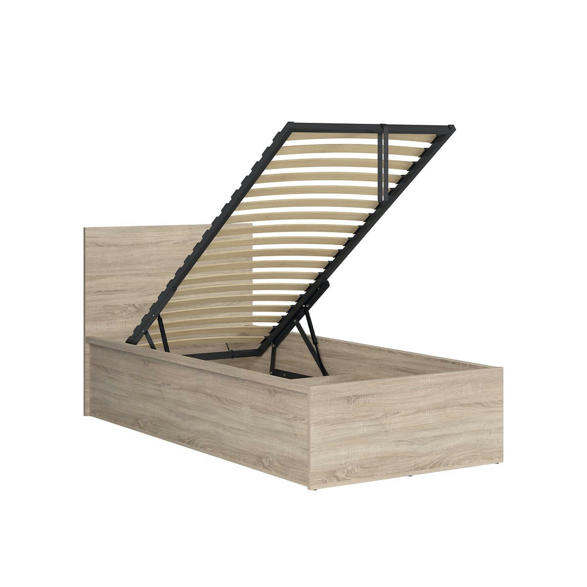 - Lit coffre 90x200 sommier inclus naturel clair