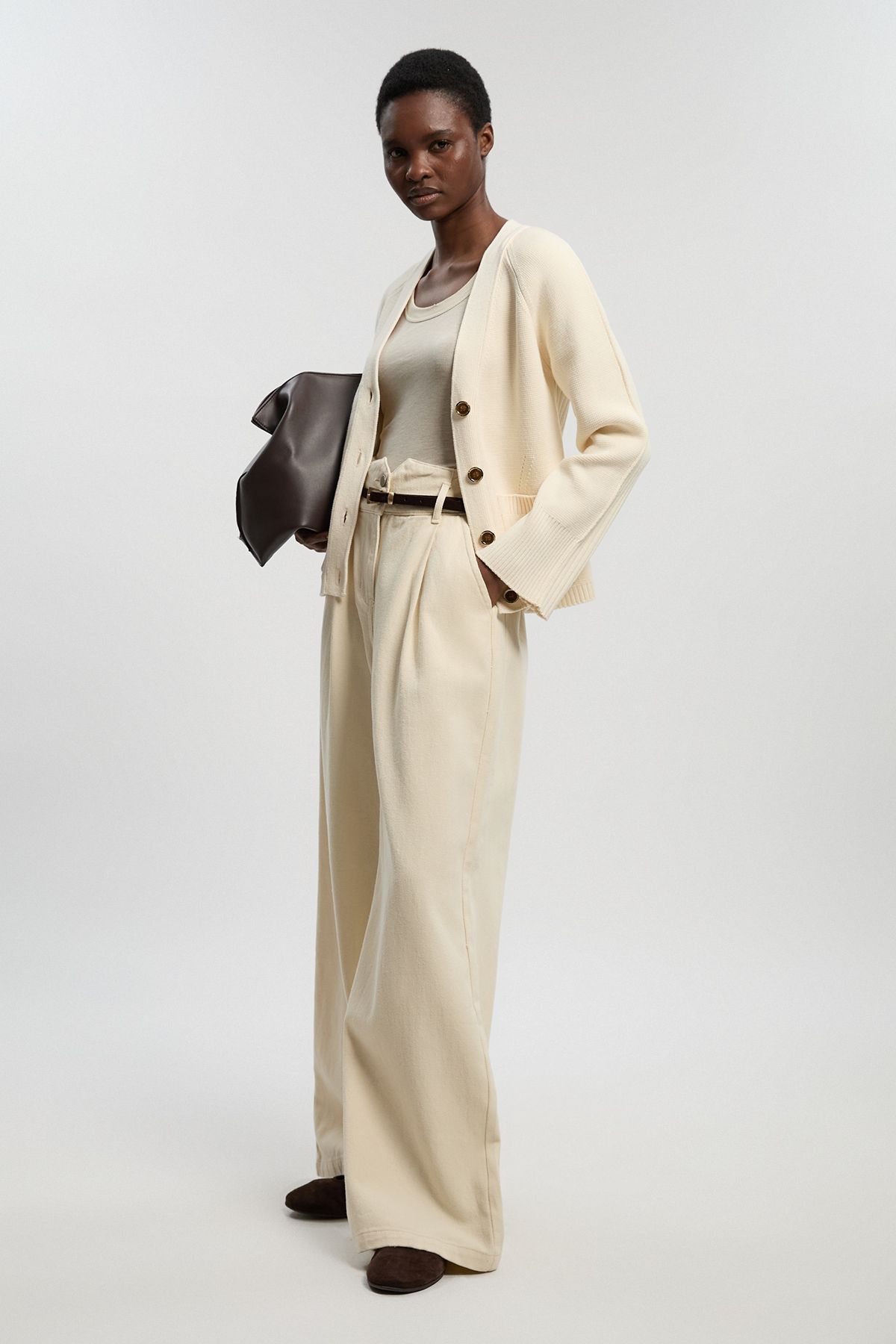 KarenMillen Cotton Knitted Button Cardigan