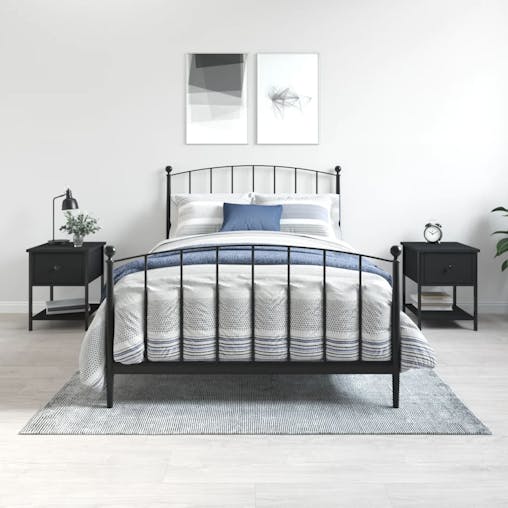 NNEVL Bedside Tables 2 pcs Black 34x35.5x45 cm Engineered Wood