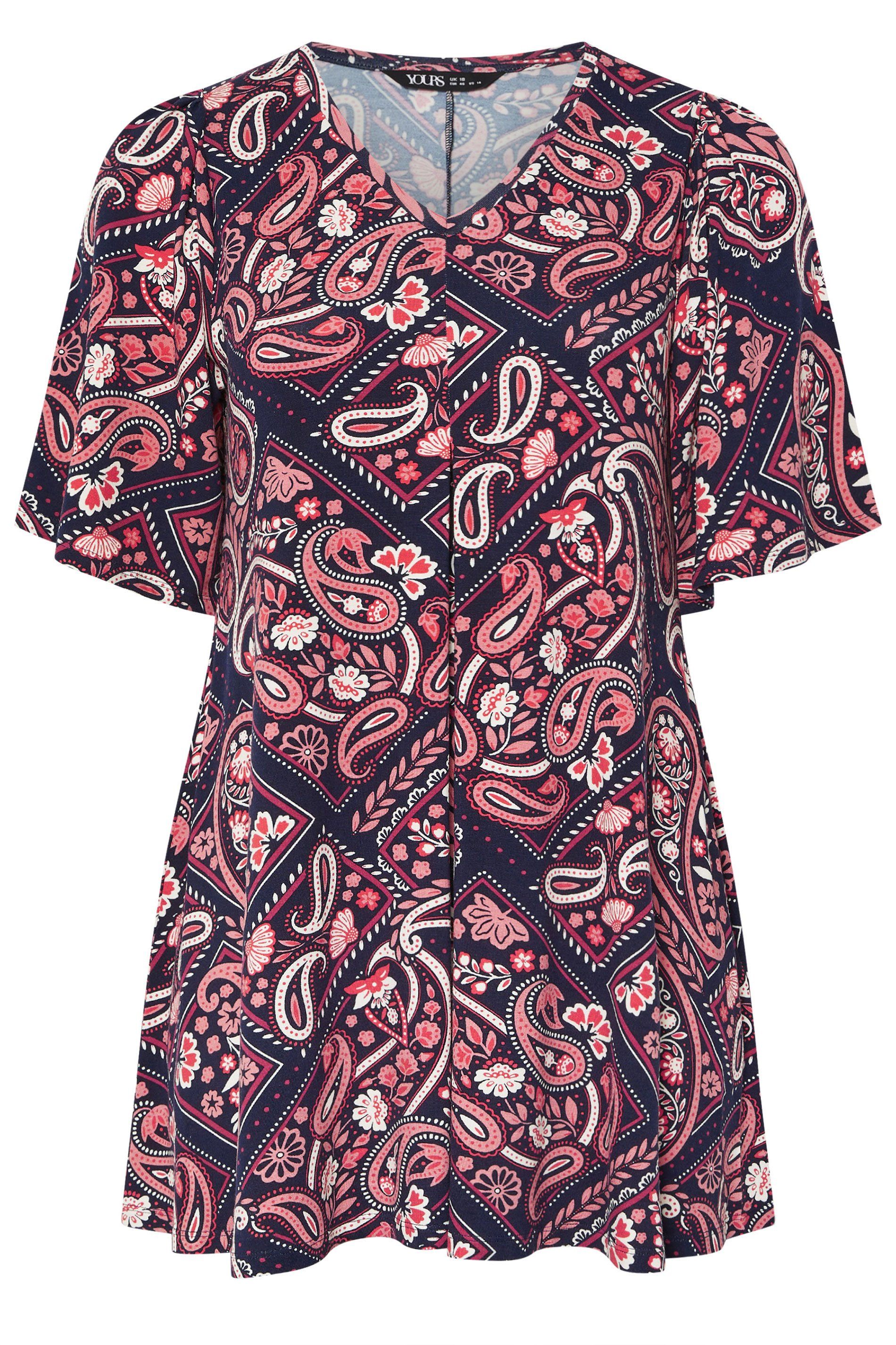 Yours Paisley Pleat Front Top