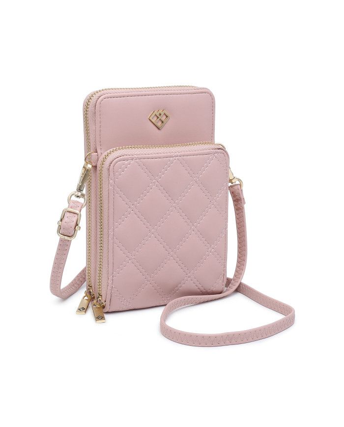 JFY Quilted Pattern Two Zipped Compartment Phone Bag / Purse