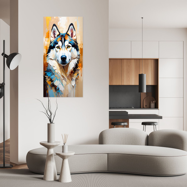 Naklejka na ścianę do salonu Feeby Husky syberyjski Pies Zwierzę 40x80